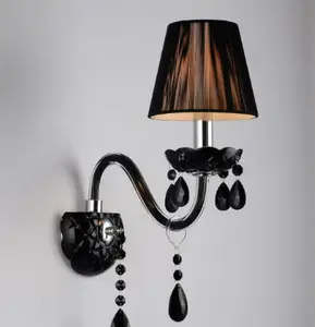 Yaratıcı Modern lüks tasarım duvar ışık kristal siyah duvar lambası çevre ışık Metal duvar lambası