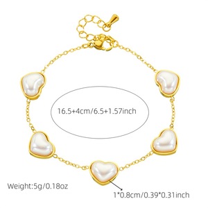 Heart Pearl Gold Plated Stainless Steel Jewelry <b>Set</b> For Women Everyday Wear Bezel Setting O Chain Necklace <b>Bracelet</b> Earrings - Product Image 4
