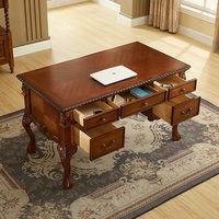 Bureau de direction en bois massif de style américain, grand bureau de patron, table d'écriture européenne, bureau de calligraphie, ensemble bureau et chaise