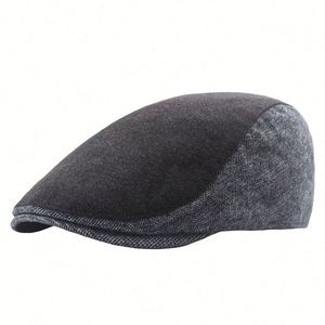 New Two Colour <b>Flat</b> Top Ivy <b>Cap</b> Beret Adjustable Fleece Inside Warm Winter Hats for <b>Men</b> Outdoor Fashion Dress - Product Image 3
