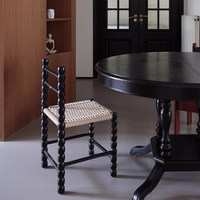 Chaise de salle à manger mobile en bois massif tressée de style nordique avec dossier rétro Wabi-Sabi français, mobilier de maison Guangdong