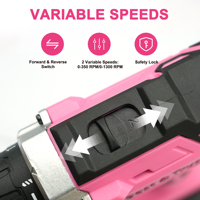 Perceuse sans fil rose 21V avec jeu de douilles, perceuse à main domestique, batterie 1,5 Ah, mandrin 10 mm, embouts de tournevis à tige flexible, outil de bricolage