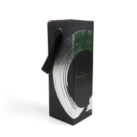 Caja para una Botella de Vino, Fabricada con Materiales Reciclados, Recubierta de Negro, Impresión a Cuatro Colores, Diseño de Lujo, Precio de Fábrica OEM