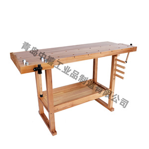 Banc de travail multifonctionnel en bois de hêtre avec étagère de rangement pour atelier scolaire et projets d'artisanat - Product Image 2