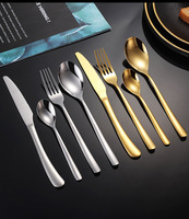 Moonlight Edelstahl Messer Gabel Löffel 4 Stück Hochzeit Gold Besteck Besteck Besteck Couverts Restaurant Hotel Besteck Set