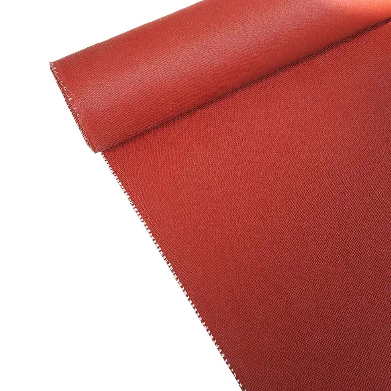 Kırmızı 0.25mm çift taraflı yüksek sıcaklık dokulu silikon kaplı fiberglas kumaş