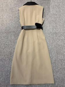 <span class=keywords><strong>Abito</strong></span> da Lavoro Donna Autunno Inverno 2025 di Alta Qualità, Nuovo Modello alla Moda con Colletto Risvoltato, Doppiopetto, Cintura, Lunghezza Metà Polpaccio, Colori Kaki e <span class=keywords><strong>Nero</strong></span>, Stile OL - Product Image 2