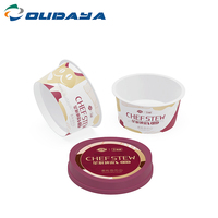 Contenedor de plástico PP personalizado para masa de galletas, contenedor de yogurt con cuchara, vaso pequeño con cubierta para estofado, 120ml, 4oz