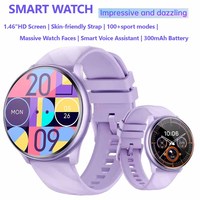 Montre connectée pour femmes KT77 avec écran HD de 1,46 pouces, appels Bluetooth, suivi de la santé tout au long de la journée, assistant vocal intelligent, plus de 100 modes sportifs