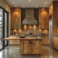 Armoires de cuisine modulaires en bois massif de style design moderne minimaliste avec îlot attrayant