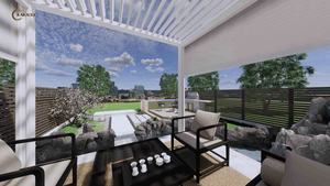 Pergola motorisée moderne en aluminium KAKADU & kit extérieur, toit à lames bioclimatiques avec finition thermolaquée 694-170 - Product Image 5