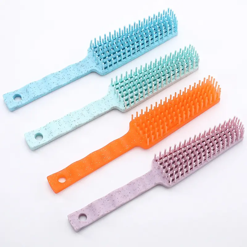 Peigne de Massage du cuir chevelu pour femmes, brosse démêlante en paille de blé réutilisable pour Salon, outils pour cheveux raides et bouclés