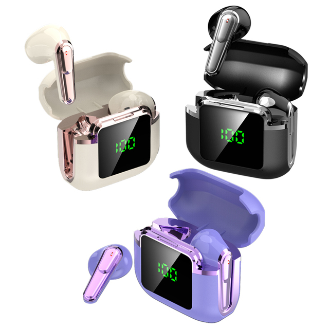 PRO90 MAX Earbuds True Wireless BT LED Power Display Charging Case Stereo Earphone IPX4 Waterproof Clear Calls semi In Ear