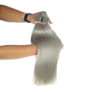 Бесплатная доставка необработанные бразильские волосы в Мозамбике, цветные шелковистые прямые необработанные волосы пучок седых волос для наращивания