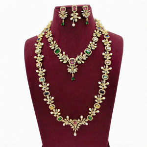 Ensemble de bijoux vintage plaqué or en alliage de zinc pour femmes, collier et boucles d'oreilles à motif XOXO, bijoux de mariage et de fête - Product Image 1