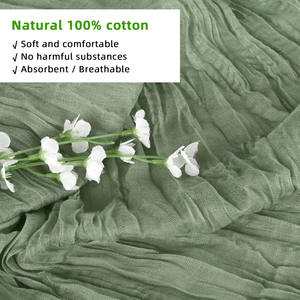 <span class=keywords><strong>Chemin</strong></span> <span class=keywords><strong>de</strong></span> <span class=keywords><strong>table</strong></span> en <span class=keywords><strong>gaze</strong></span> <span class=keywords><strong>de</strong></span> <span class=keywords><strong>coton</strong></span> vert sauge, tissé à la main, style bohème, pour décoration <span class=keywords><strong>de</strong></span> <span class=keywords><strong>table</strong></span>, banquet, fête, mariage, 90x400cm - Product Image 2