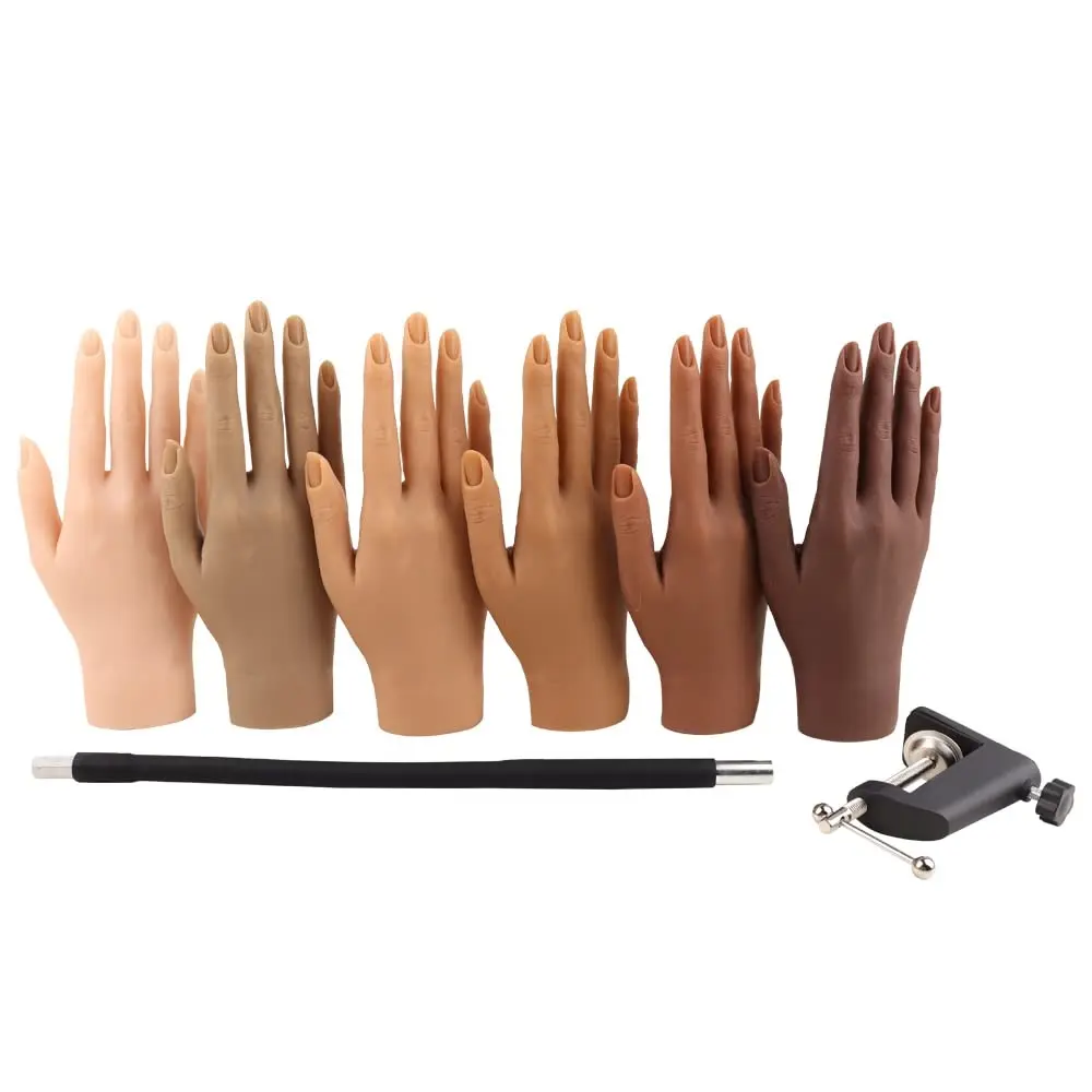 Training Zachte Siliconen Mannequin Hand Flexibele Buigbare Nagel Praktijk Nep Hand Voor Nagels Kunst Praktijk Tool Voor Acryl Nagels