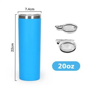 Gobelets isothermes personnalisés en acier inoxydable de 20 oz, fin, avec revêtement en poudre, pour voyage, avec couvercles et pailles – Vente en gros - Product Image 2