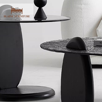 Fournisseur de table basse latérale en verre grainé à l'eau de haute qualité de couleur claire design rond pour meubles de salon