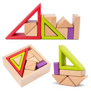 Atacado Brinquedos De Madeira Rainbow Stacking Blocks Brinquedos Para Crianças Criativo Colorido Building Blocks Montessori Brinquedo Educativo