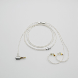Câble d'écouteurs détachable MMCX plaqué argent DIY avec micro blanc 120 cm en nylon TPE pour MP3 - Product Image 2
