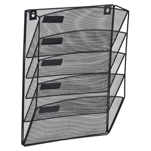 Lưới treo tường tập tin tổ chức 5 Tier Vertical Mount Durable tường tập tin chủ với dưới khay phẳng cho văn phòng nhà