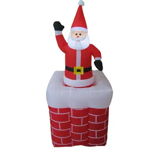 动画充气圣诞老人弹出烟囱圣诞装饰玩具