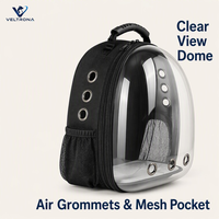 Sac à dos de transport pour animaux de compagnie en forme de capsule spatiale avec fenêtre transparente, sac à dos respirant pour chat avec ouvertures d'aération et poche en filet
