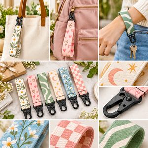 Porte-clés personnalisé en tissu imprimé avec dragonne courte et fermoir métallique OEM ODM - Product Image 3