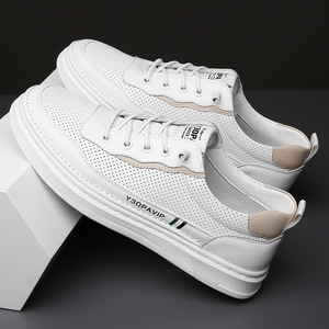 Y30PAVIP Zapatillas de deporte de cuero transpirables para hombre, suela de goma de tacón bajo, entresuela de EVA, zapatos para caminar de ocio - Product Image 2