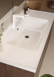 Support customized antique style ceramic integrated basin intelligent <b>mirror</b> <b>wall</b> hanging walnut bathroom cabinet - Product Image 2
