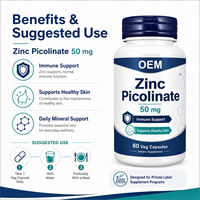 Capsules végétariennes de zinc picolinate biodisponible, complément essentiel de minéraux traces pour la nutrition quotidienne et le bien-être, OEM ODM