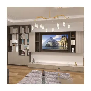 Lmetjycasa-support TV en bois, simple et moderne, UV, brillant, éclairage LED, meuble TV, design d'unité d'armoire