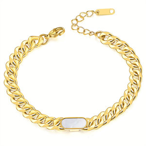 Pulsera de Cadena Cubana de 7mm, Acero Inoxidable, Chapado en Oro de 18K, con Incrustaciones de Malaquita, Joyería de Regalo a la Moda - Product Image 4