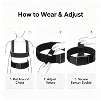 Sangle de poitrine pour moniteur de fréquence cardiaque, sangle élastique réglable, bande de remplacement à boucle et crochet, résistante à la transpiration, pour la course à pied, le cyclisme, la gym, la natation