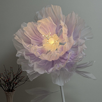 Lampe géante motorisée à ouverture automatique en forme de fleur LED, en tissu de soie, pour décoration de mariage et location en magasin