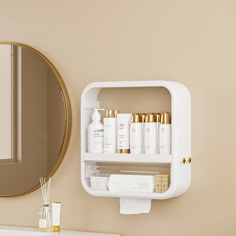 8508-4 Luxury Wall-Mounted Storage Box, Four Layers, [Creamy Yellow]