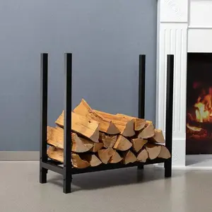 Cremagliera creativa del supporto del ceppo della legna da ardere del metallo d'acciaio dello scaffale della legna da ardere per l'interno all'aperto