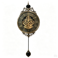 Jam Dinding Pendulum Open Gear Vintage, Dekorasi Ruang Tamu Rumah Mewah Jam Dinding Antik Dekoratif untuk Dekorasi Interior
