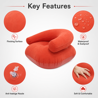 Fauteuil gonflable en forme de U avec accoudoirs, canapé paresseux en PVC floqué épaissi pour salon