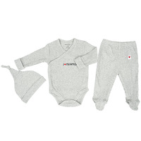 Ensemble 3 pièces nouveau-né 0-3 mois : Barboteuses à manches longues en coton peigné, body, pantalon et bonnet – Tenue de ramper toutes saisons