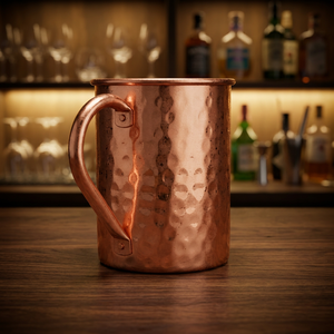 Copper Moscow Mule Mug With Hammered Finish And Handle Vintage Style <b>Drinkware</b> - Indian Home Crafts - Product Image 1