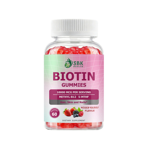 Petit MOQ 10000mcg Gummies à la biotine saveur fruits rouges pour une peau éclatante et des cheveux plus épais, complément de biotine avec vitamines B6 et D3 - Product Image 1