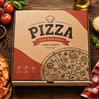 Boîtes à pizza en carton ondulé personnalisées, biodégradables, jetables, rouges, 12 et 16 pouces, pour la livraison de plats à emporter, avec logo