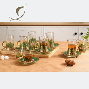 2025 Qian Hu ชุดแก้วกาแฟเอสเพรสโซหรูหรา, สินค้ามาใหม่ส่งตรงจากโรงงานชุดถ้วยชาแก้วตุรกีเอวบาง6ดื่มวินเทจ - Product Image 1