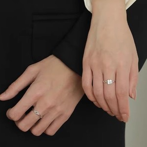 Bague Tianyi S925 en argent sterling avec zircon, motif trèfle à quatre feuilles, pour hommes, femmes et couples, ajustable, série <span class=keywords><strong>Mori</strong></span>, design simple - Product Image 4