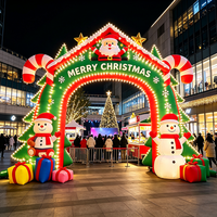 Arche gonflable géante de Noël avec éclairage LED, Père Noël, bonhomme de neige, décoration de Noël pour centre commercial, fête en plein air