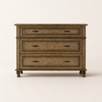 Table de Chevet de Luxe Flexible en Bois Massif avec 3 Tiroirs de Rangement pour Chambre Parentale de Luxe (MOQ Flexible)