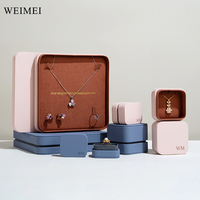 WEIMEI Personnalisable Couvercle et Base Bleus Coffret Cadeau de Luxe en Cuir pour Bijoux Collier Bague Boucles d'Oreilles