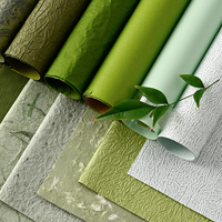 Papier d'emballage pour bouquet de fleurs vertes botaniques, fait main, en fibre végétale de mûrier, texture écorce froissée, emballage floral